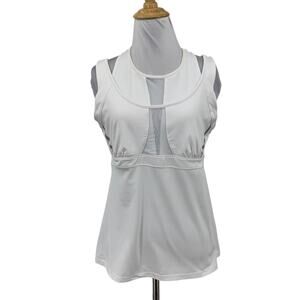 Lucy In Love Tank Top Women M Medium Tech Performance Mesh Inset Panel Shelf Bra